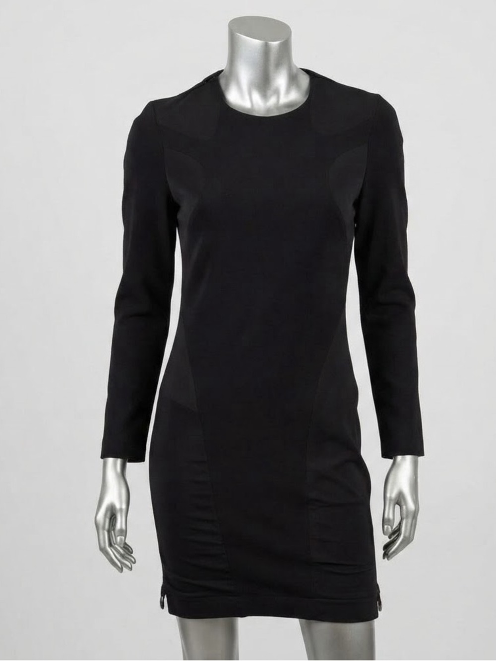 AllSaints Essi LS Dress US 6 Black Bodycon Mini Shoulder Zip NWOT